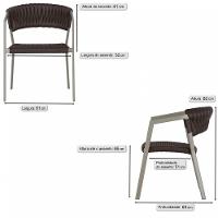 2 Cadeiras Tricô Náutico E Alumínio Uv Para Varanda Cozinha Marrom - 6