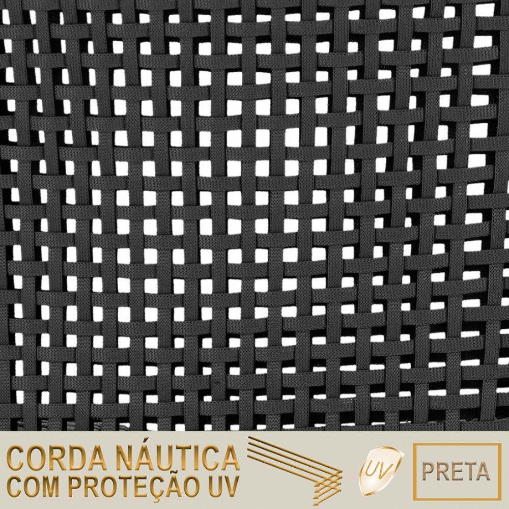 8 Cadeiras Corda Náutica E Mesa Tampo Ripado Retangular 2,00 Preto - 2