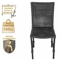 8 Cadeiras Corda Náutica E Mesa Tampo Ripado Retangular 2,00 Preto