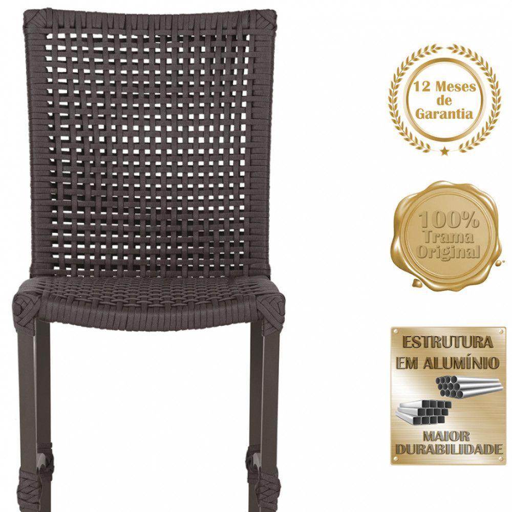 8 Cadeiras Cannes Corda Náutica E Mesa Retangular Alumínio Marrom - 5