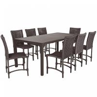 8 Cadeiras Cannes Corda Náutica E Mesa Retangular Alumínio Marrom - 1