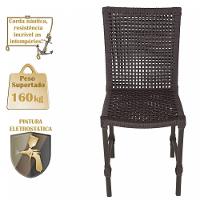 8 Cadeiras Cannes Corda Náutica E Mesa Retangular Alumínio Marrom