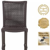 8 Cadeiras Cannes Corda Náutica E Mesa Retangular Alumínio Marrom - 5