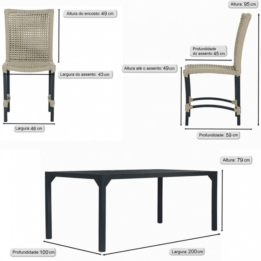 8 Cadeiras Corda Náutica E Mesa Tampo Ripado Retangular 2,00 Rami - 5