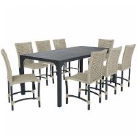 8 Cadeiras Corda Náutica E Mesa Tampo Ripado Retangular 2,00 Rami - 1