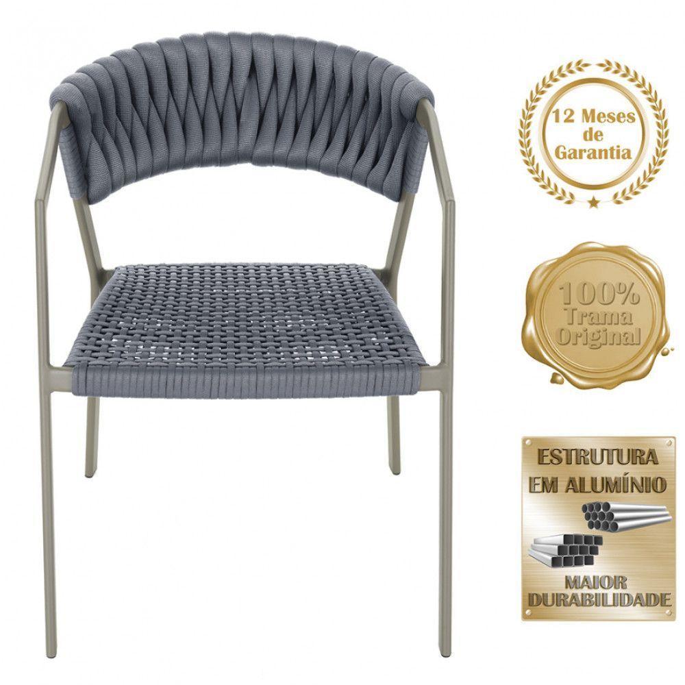 8 Cadeiras Atenas Tricô Náutico E Alumínio Com Proteção Uv Prata - 5