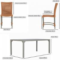 8 Cadeiras Corda E Mesa Tampo Retangular Alumínio Cozinha Terra Cota - 6