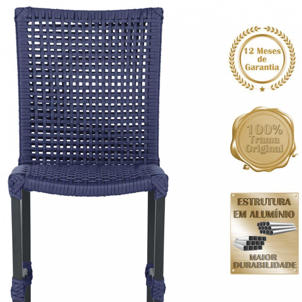 8 Cadeiras Corda Náutica E Mesa Tampo Ripado Retangular 2,00 Azul - 5