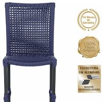 8 Cadeiras Corda Náutica E Mesa Tampo Ripado Retangular 2,00 Azul - 5