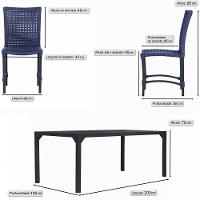 8 Cadeiras Corda Náutica E Mesa Tampo Ripado Retangular 2,00 Azul - 6