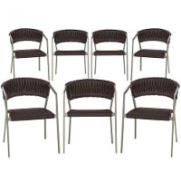 7 Cadeiras Atenas Tricô Náutico E Alumínio Com Proteção Uv Marrom - 1