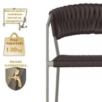 7 Cadeiras Atenas Tricô Náutico E Alumínio Com Proteção Uv Marrom