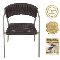 7 Cadeiras Atenas Tricô Náutico E Alumínio Com Proteção Uv Marrom - 5