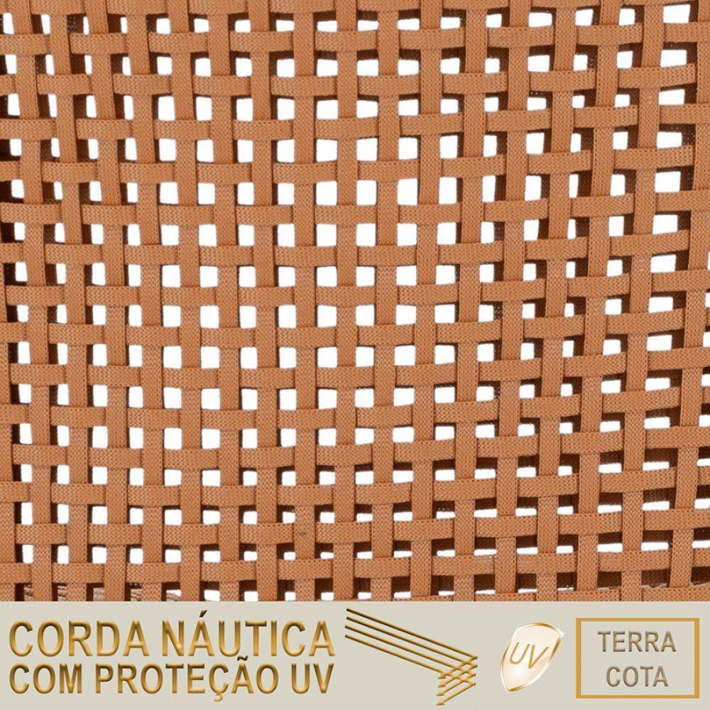 8 Cadeiras Corda Náutica E Mesa Tampo Ripado Retangular 2,00 Terra Cota - 2