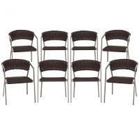 8 Cadeiras Atenas Tricô Náutico E Alumínio Com Proteção Uv Marrom - 1