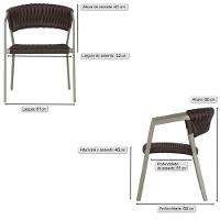 8 Cadeiras Atenas Tricô Náutico E Alumínio Com Proteção Uv Marrom - 6