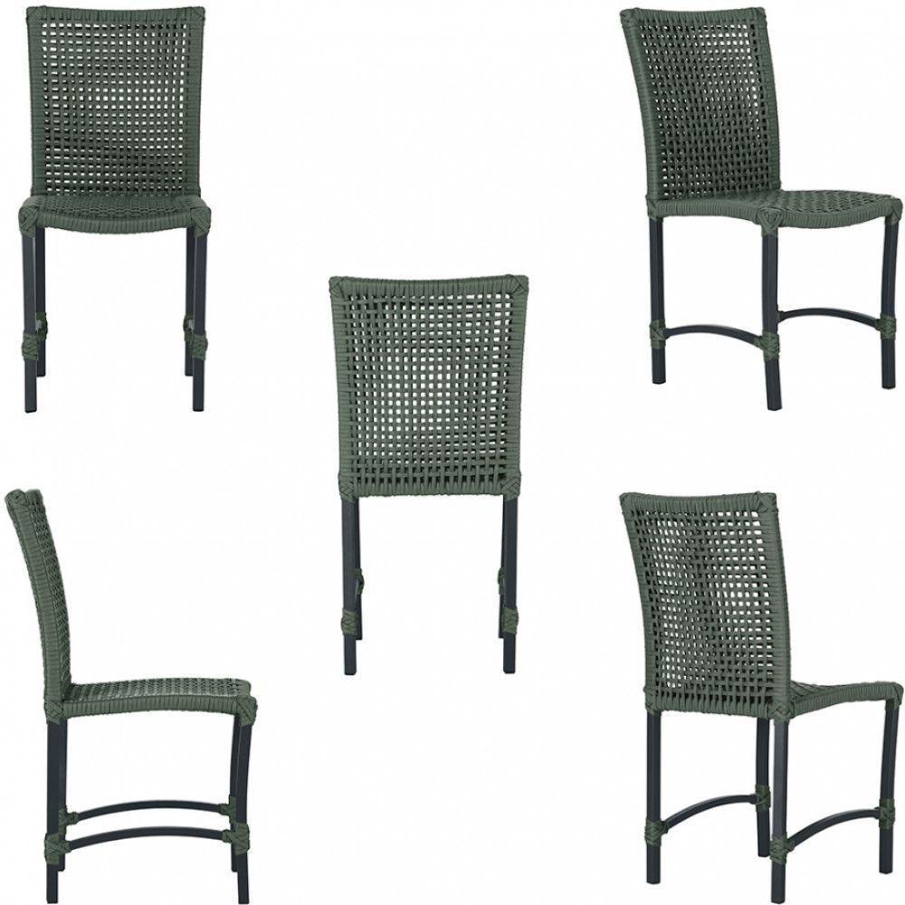 8 Cadeiras Corda Náutica E Mesa Tampo Ripado Retangular 2,00 Verde - 2