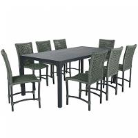 8 Cadeiras Corda Náutica E Mesa Tampo Ripado Retangular 2,00 Verde - 1