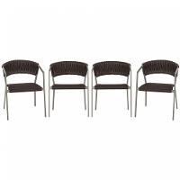 4 Cadeiras Atenas Tricô Náutico E Alumínio Uv Varanda Jantar Marrom - 1