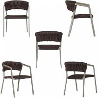 4 Cadeiras Atenas Tricô Náutico E Alumínio Uv Varanda Jantar Marrom - 3