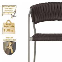 4 Cadeiras Atenas Tricô Náutico E Alumínio Uv Varanda Jantar Marrom