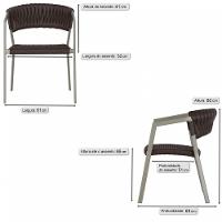 4 Cadeiras Atenas Tricô Náutico E Alumínio Uv Varanda Jantar Marrom - 6