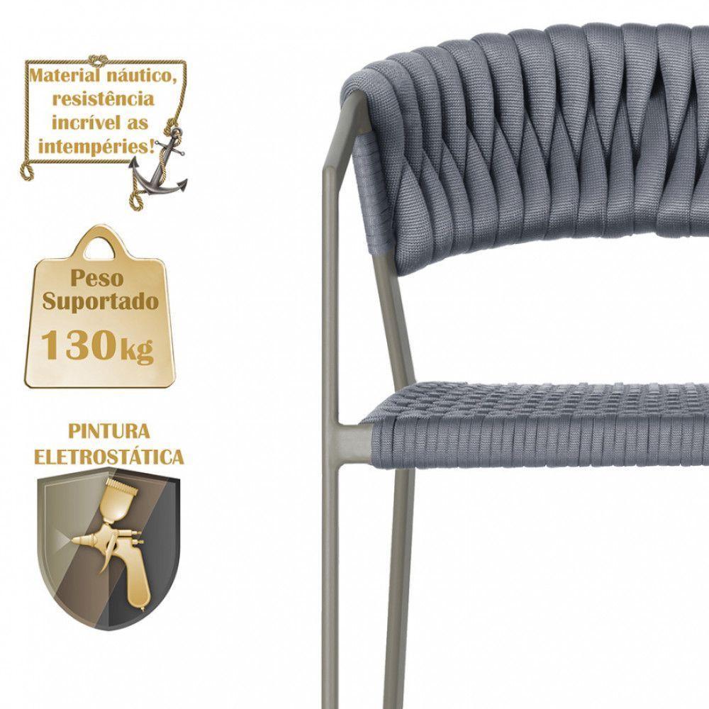 4 Cadeiras Atenas Tricô Náutico E Alumínio Uv Varanda Jantar Prata - 3