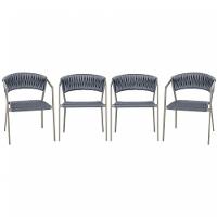 4 Cadeiras Atenas Tricô Náutico E Alumínio Uv Varanda Jantar Prata - 1
