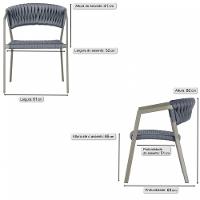 4 Cadeiras Atenas Tricô Náutico E Alumínio Uv Varanda Jantar Prata - 5