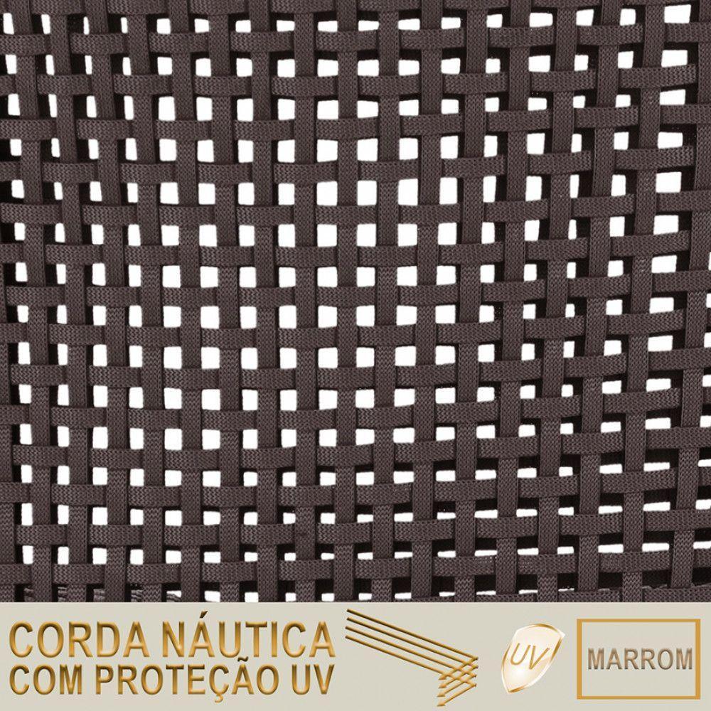 8 Cadeiras Corda Náutica E Mesa Tampo Ripado Retangular 2,00 Marrom - 2