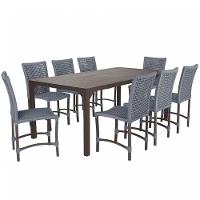 8 Cadeiras Cannes Corda Náutica E Mesa Retangular Alumínio Prata - 1