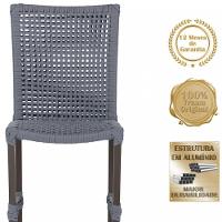 8 Cadeiras Cannes Corda Náutica E Mesa Retangular Alumínio Prata - 5