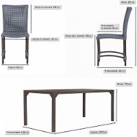 8 Cadeiras Cannes Corda Náutica E Mesa Retangular Alumínio Prata - 6