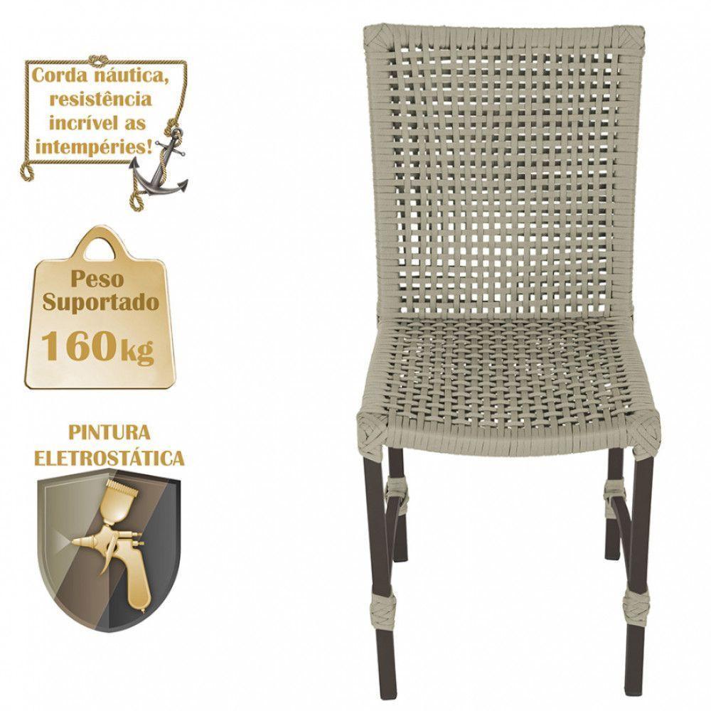 8 Cadeiras Cannes Corda Náutica E Mesa Retangular Alumínio Rami - 4