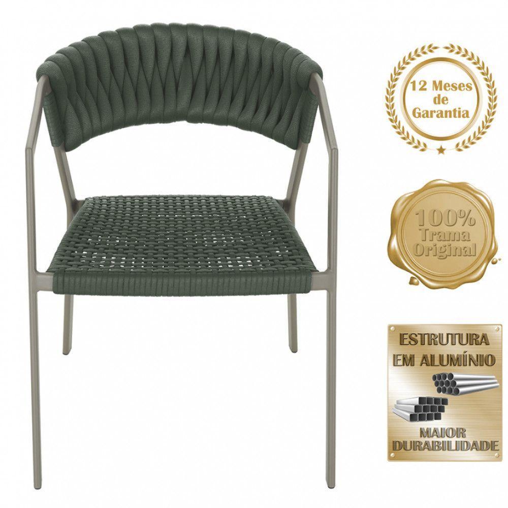 2 Cadeiras Tricô Náutico E Alumínio Uv Para Varanda Cozinha Verde - 4