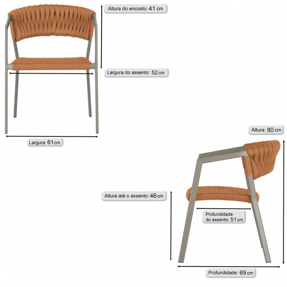 2 Cadeiras Tricô Náutico E Alumínio Uv Para Varanda Cozinha Terra Cota - 5