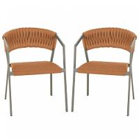 2 Cadeiras Tricô Náutico E Alumínio Uv Para Varanda Cozinha Terra Cota - 1