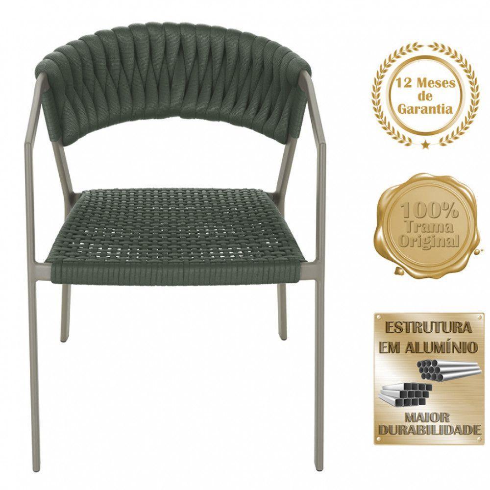 3 Cadeiras Tricô Náutico E Alumínio Uv Para Varanda Cozinha Verde - 4