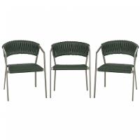 3 Cadeiras Tricô Náutico E Alumínio Uv Para Varanda Cozinha Verde - 1