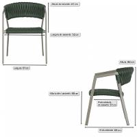 3 Cadeiras Tricô Náutico E Alumínio Uv Para Varanda Cozinha Verde - 5