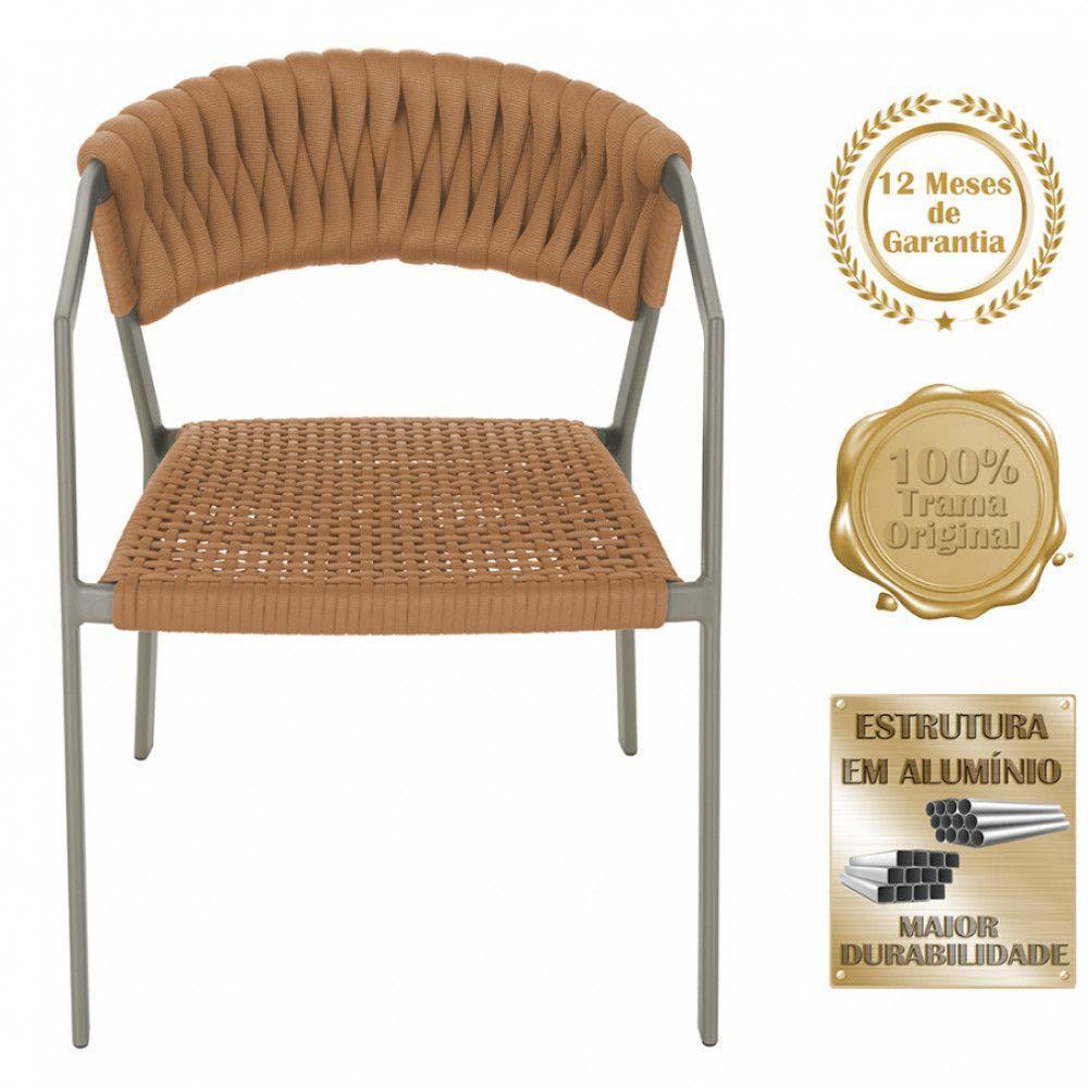 3 Cadeiras Tricô Náutico E Alumínio Uv Para Varanda Cozinha Terra Cota - 5