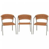 3 Cadeiras Tricô Náutico E Alumínio Uv Para Varanda Cozinha Terra Cota - 1
