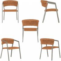 3 Cadeiras Tricô Náutico E Alumínio Uv Para Varanda Cozinha Terra Cota - 3