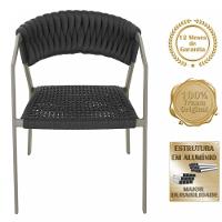 3 Cadeiras Tricô Náutico E Alumínio Uv Para Varanda Cozinha Preto - 5