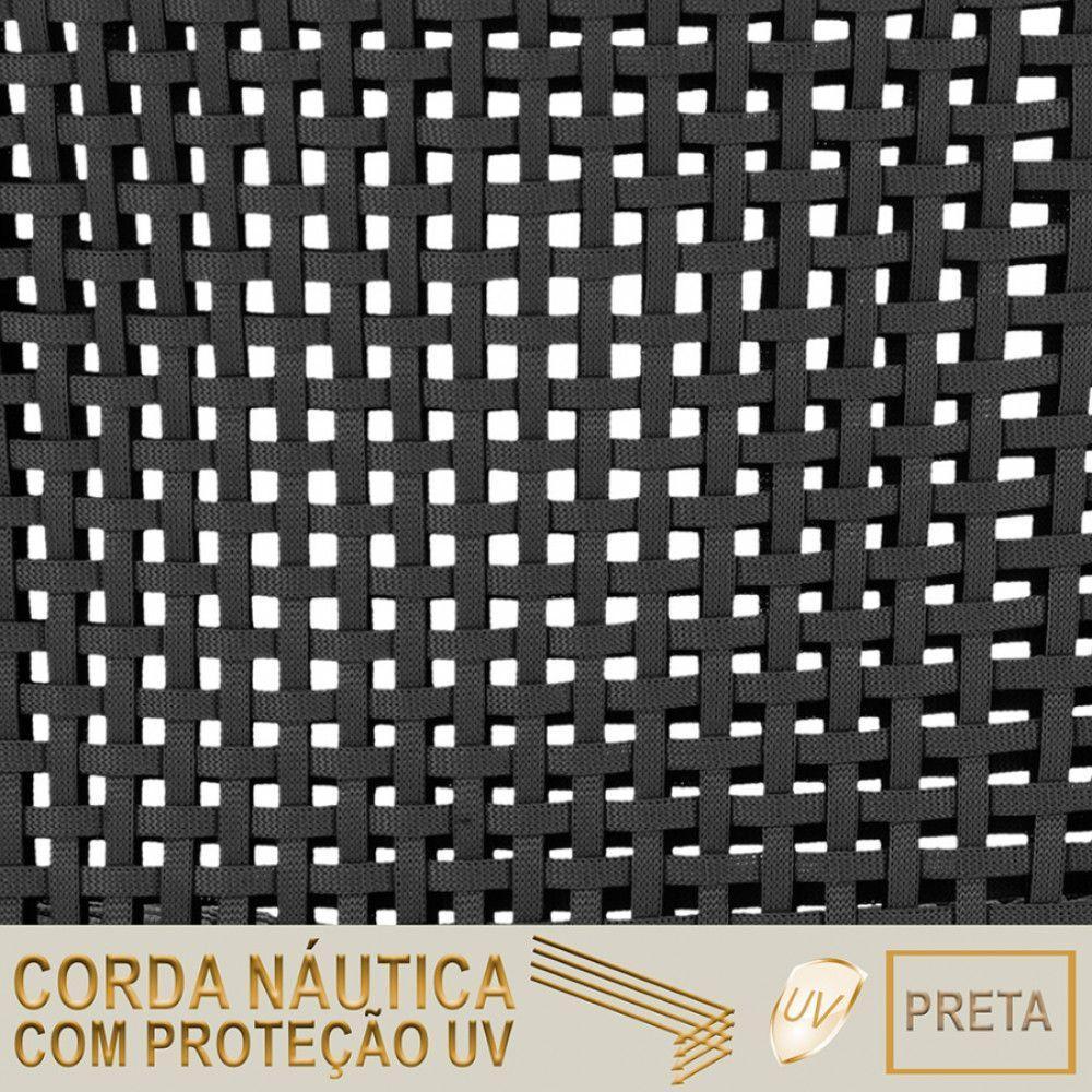 8 Cadeiras Cannes Corda Náutica E Mesa Retangular Alumínio Preto - 2