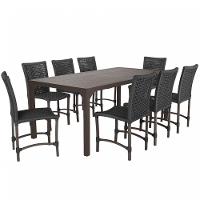 8 Cadeiras Cannes Corda Náutica E Mesa Retangular Alumínio Preto - 1