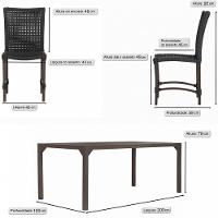 8 Cadeiras Cannes Corda Náutica E Mesa Retangular Alumínio Preto - 6