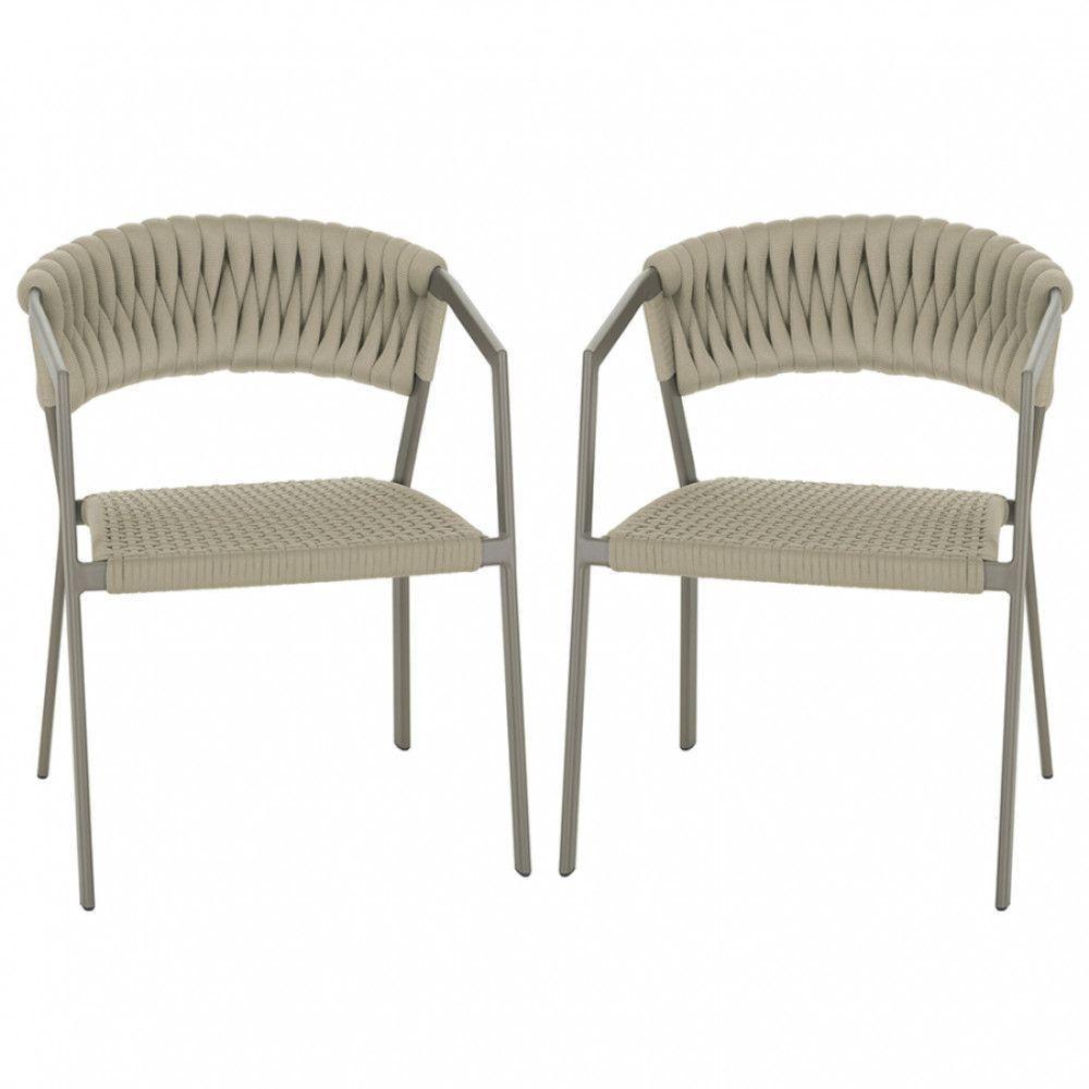 2 Cadeiras Tricô Náutico E Alumínio Uv Para Varanda Cozinha Rami - 1