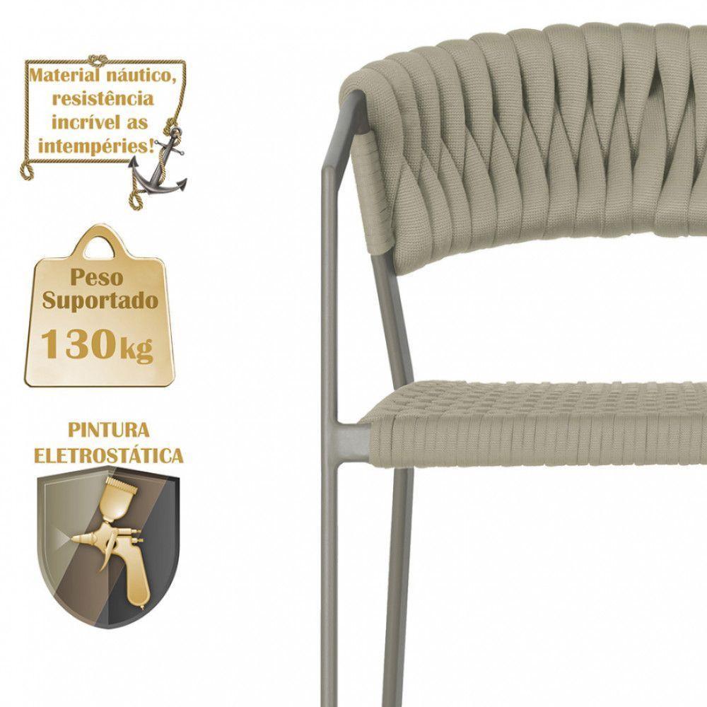 2 Cadeiras Tricô Náutico E Alumínio Uv Para Varanda Cozinha Rami - 4