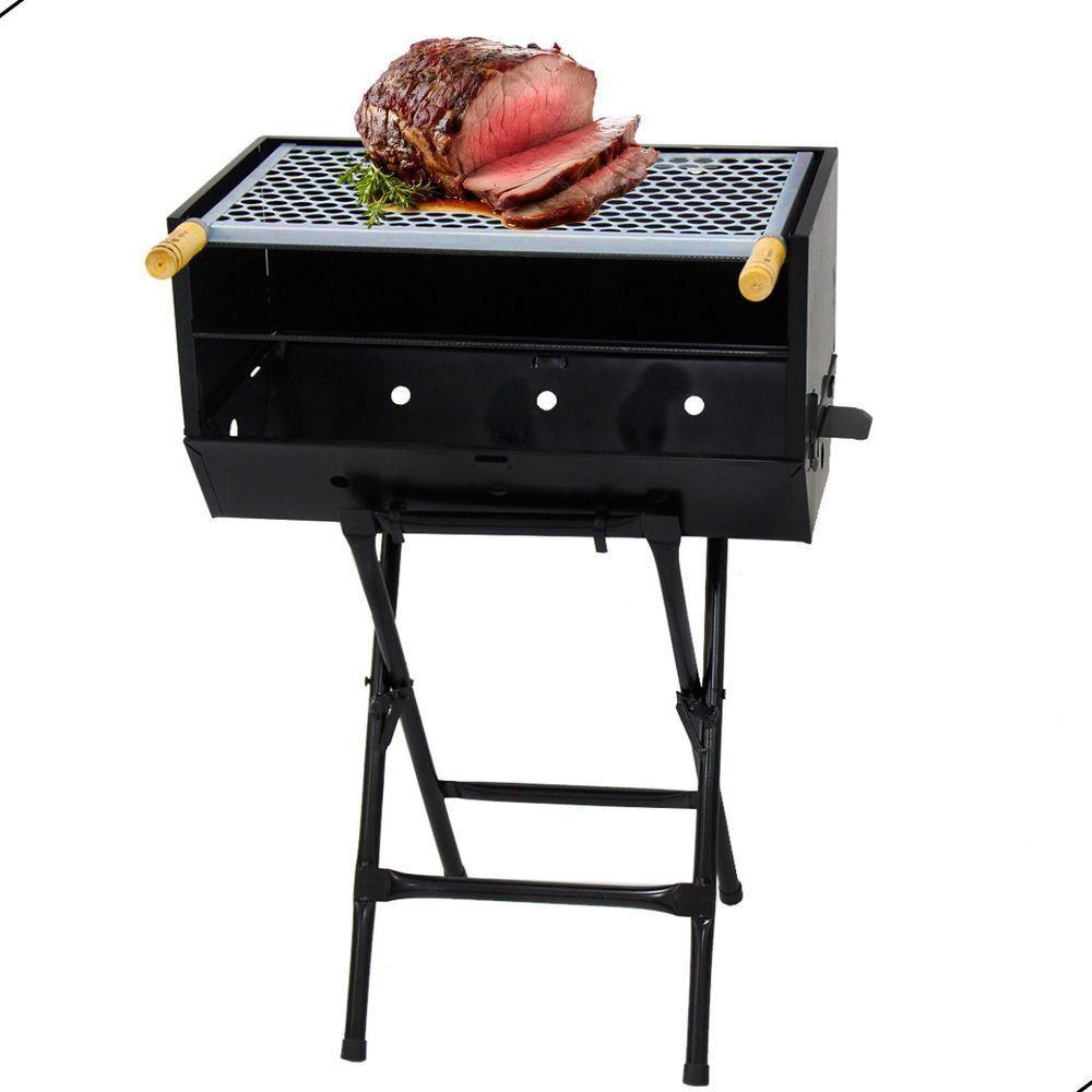 Churrasqueira Com Suporte Grelha E 3 Espetos Preto - 4